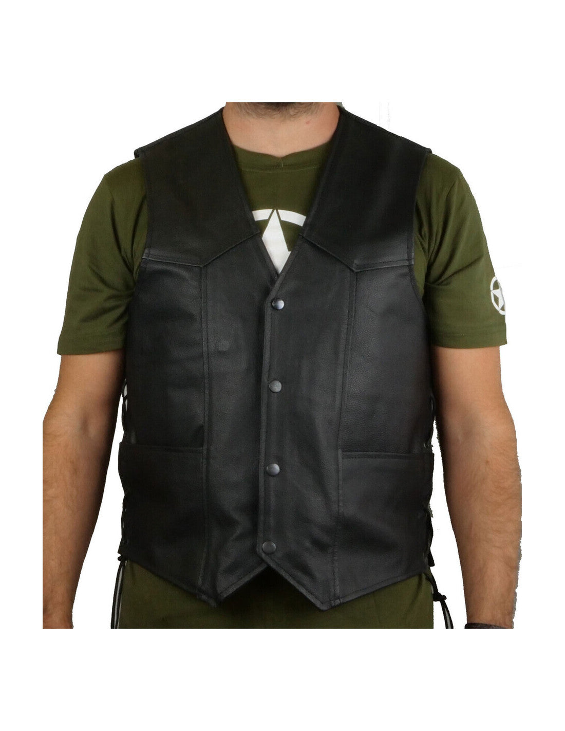Vest Genuine Leather V neck